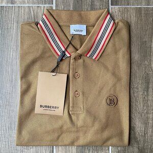 BURBERRY MEN'S BROWN COTTON POLO SHIRT XLARGE
